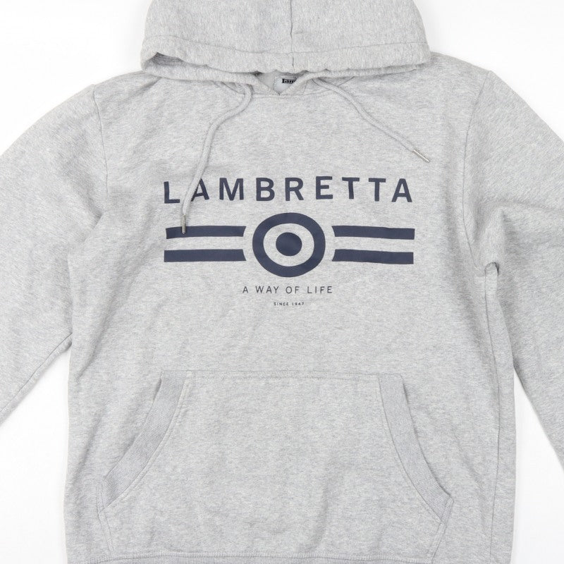 Lambretta Men’s Grey M Pullover Logo Graphic Hoodie Pockets