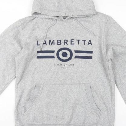 Lambretta Men’s Grey M Pullover Logo Graphic Hoodie Pockets