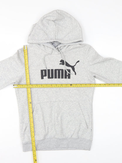 Puma Women’s Grey Logo Pullover Hoodie UK 8 Cotton Blend