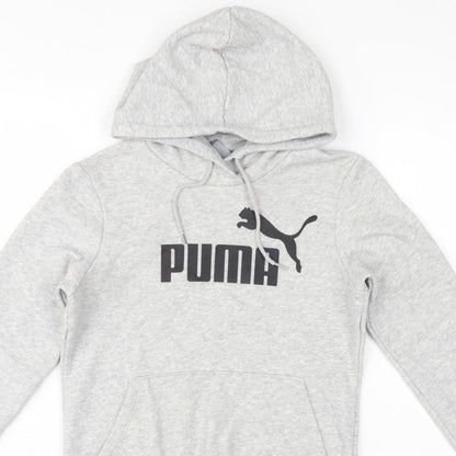 Puma Women’s Grey Logo Pullover Hoodie UK 8 Cotton Blend