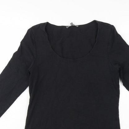 Laura Ashley Women Black UK 12 Basic Scoop Neck 3/4 Sleeve Top