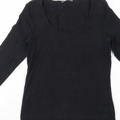 Laura Ashley Women Black UK 12 Basic Scoop Neck 3/4 Sleeve Top