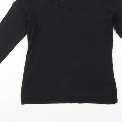 Laura Ashley Women Black UK 12 Basic Scoop Neck 3/4 Sleeve Top