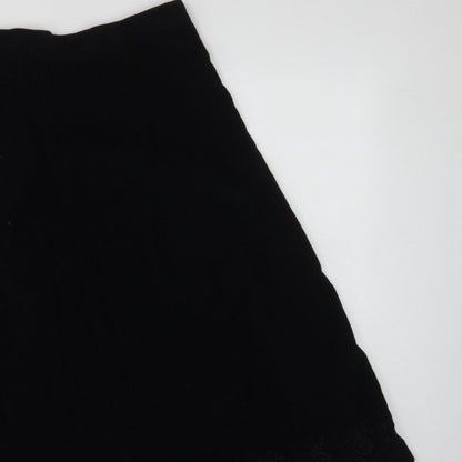 Marks & Spencer Women Black UK 14 A-Line Embroidered Knee Skirt