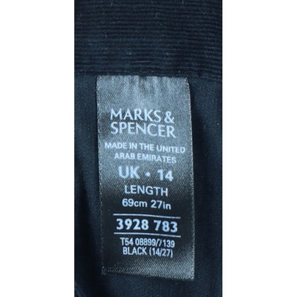 Marks & Spencer Women Black UK 14 A-Line Embroidered Knee Skirt