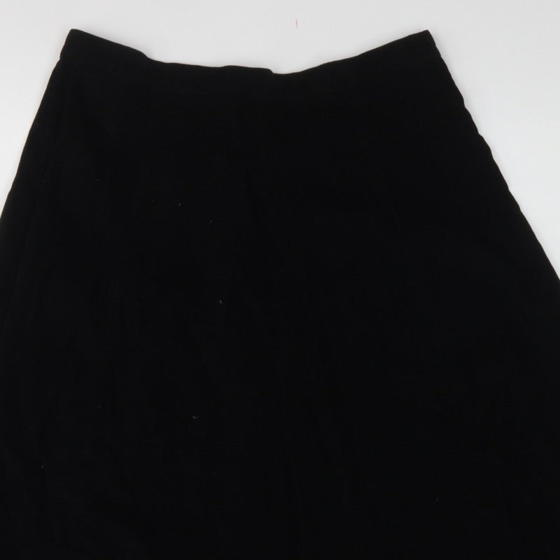 Marks & Spencer Women Black UK 14 A-Line Embroidered Knee Skirt
