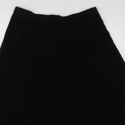Marks & Spencer Women Black UK 14 A-Line Embroidered Knee Skirt
