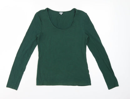 Jigsaw Women Green Size M Basic Scoop Neck Long Sleeve T-Shirt