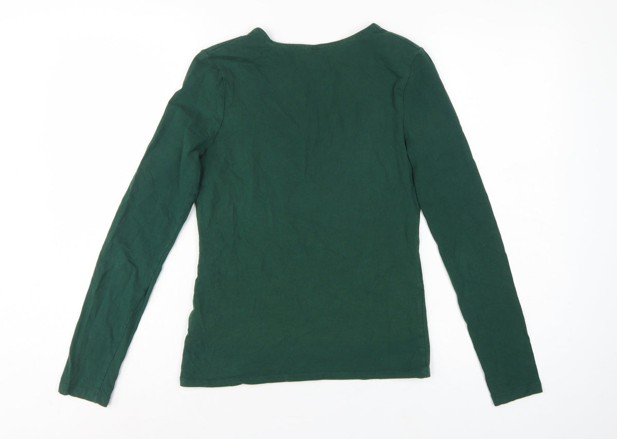 Jigsaw Women Green Size M Basic Scoop Neck Long Sleeve T-Shirt