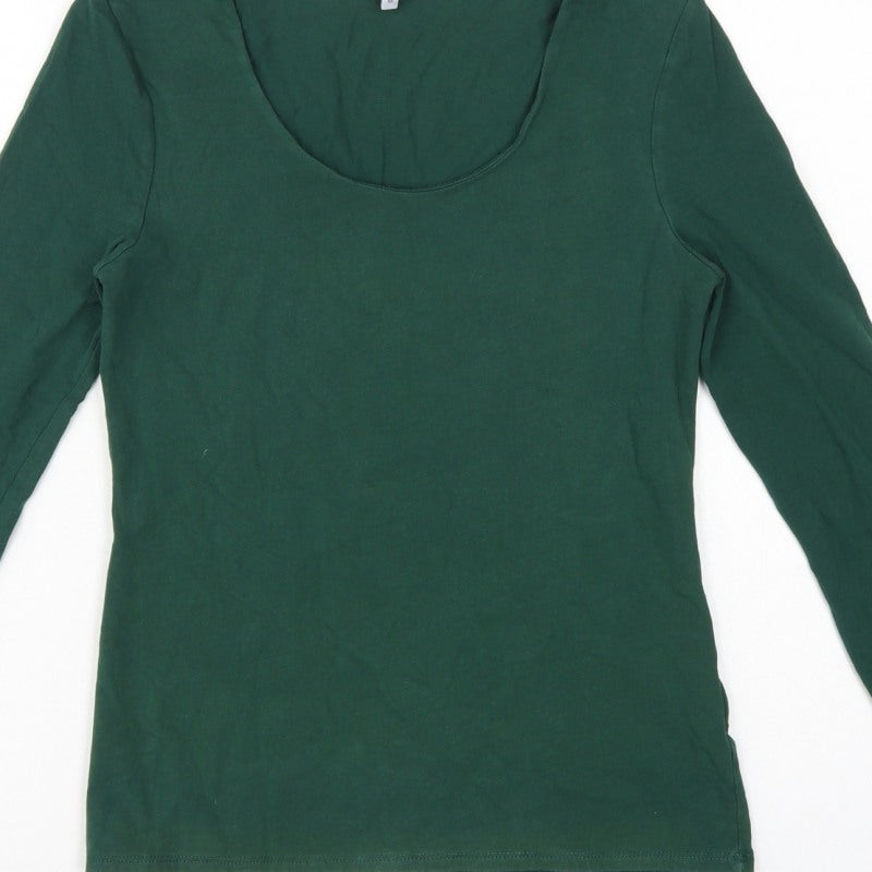Jigsaw Women Green Size M Basic Scoop Neck Long Sleeve T-Shirt