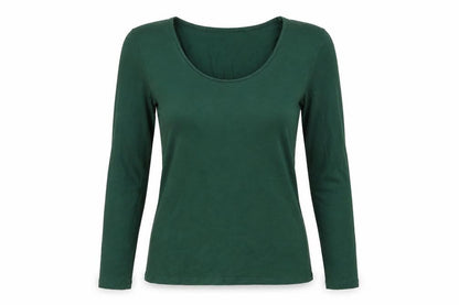 Jigsaw Women Green Size M Basic Scoop Neck Long Sleeve T-Shirt