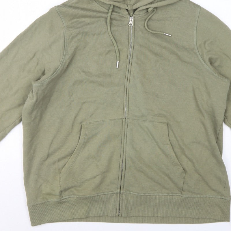 Marks & Spencer Women Green UK 16 Full Zip Hooded Cotton Hoodie
