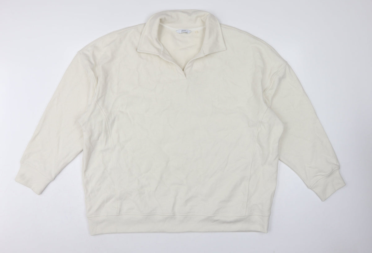 Next Women Ivory 2XL Pullover Sweatshirt High Neck Cotton Blend