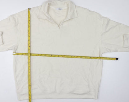 Next Women Ivory 2XL Pullover Sweatshirt High Neck Cotton Blend