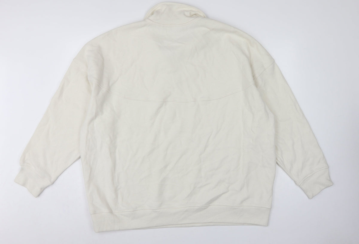 Next Women Ivory 2XL Pullover Sweatshirt High Neck Cotton Blend