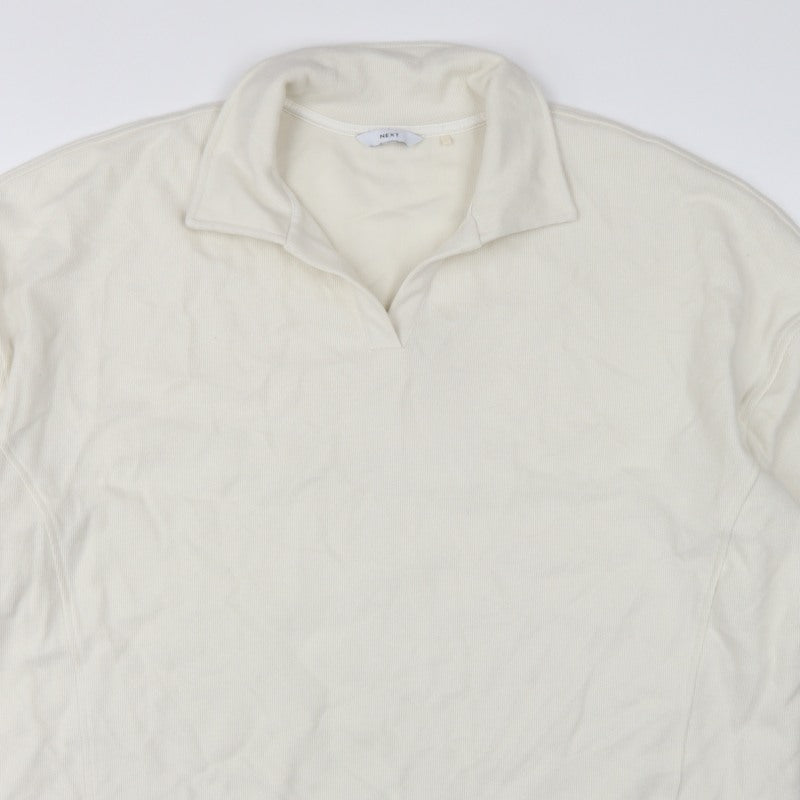 Next Women Ivory 2XL Pullover Sweatshirt High Neck Cotton Blend