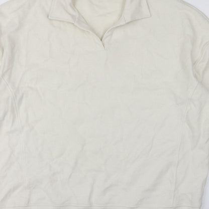 Next Women Ivory 2XL Pullover Sweatshirt High Neck Cotton Blend