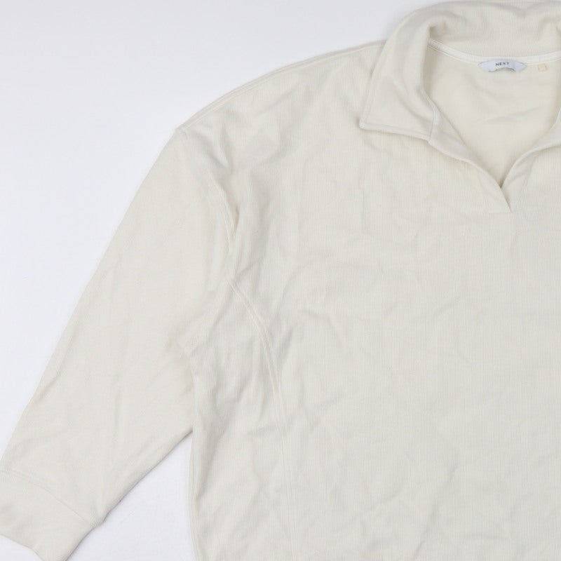 Next Women Ivory 2XL Pullover Sweatshirt High Neck Cotton Blend