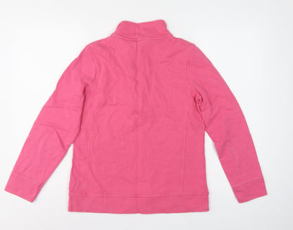 Maine New England Women Pink Size 10 Henley Button High Neck Sweatshirt