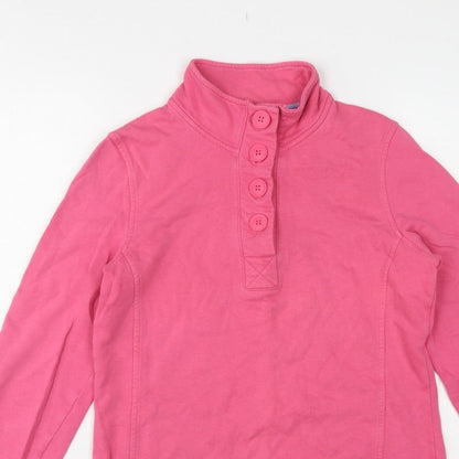 Maine New England Women Pink Size 10 Henley Button High Neck Sweatshirt