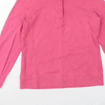 Maine New England Women Pink Size 10 Henley Button High Neck Sweatshirt