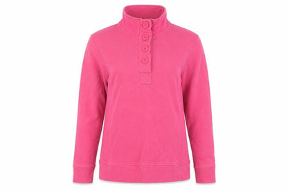 Maine New England Women Pink Size 10 Henley Button High Neck Sweatshirt