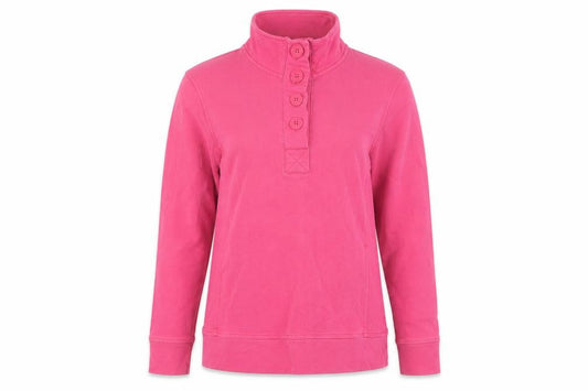 Maine New England Women Pink Size 10 Henley Button High Neck Sweatshirt