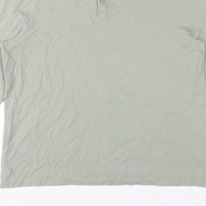 Marks and Spencer Men Green 3XL Regular Fit Long Sleeve Polo Shirt