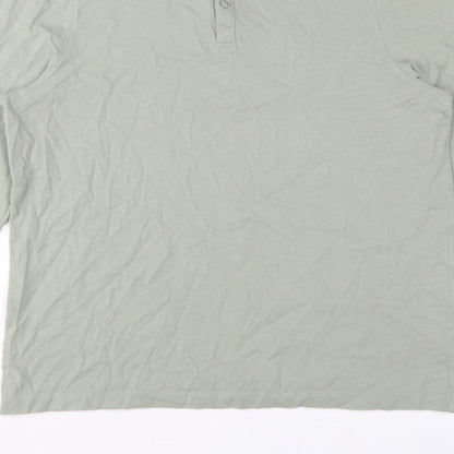 Marks and Spencer Men Green 3XL Regular Fit Long Sleeve Polo Shirt