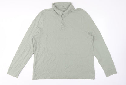Marks and Spencer Men Green 3XL Regular Fit Long Sleeve Polo Shirt