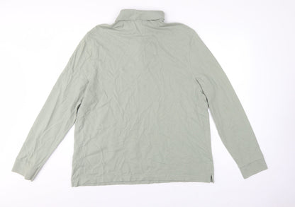 Marks and Spencer Men Green 3XL Regular Fit Long Sleeve Polo Shirt