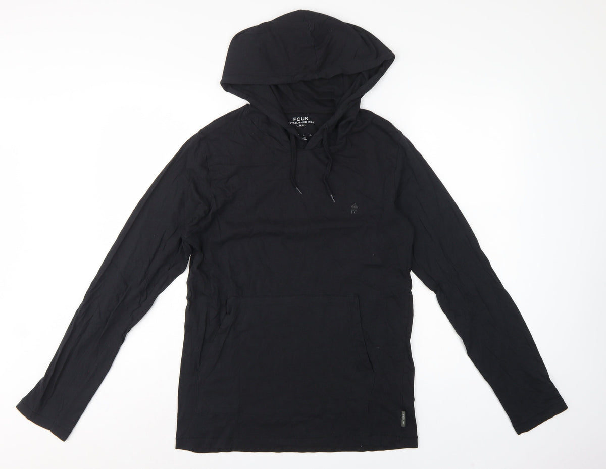FCUK Men’s Black M Pullover Hoodie Logo Cotton Pocket