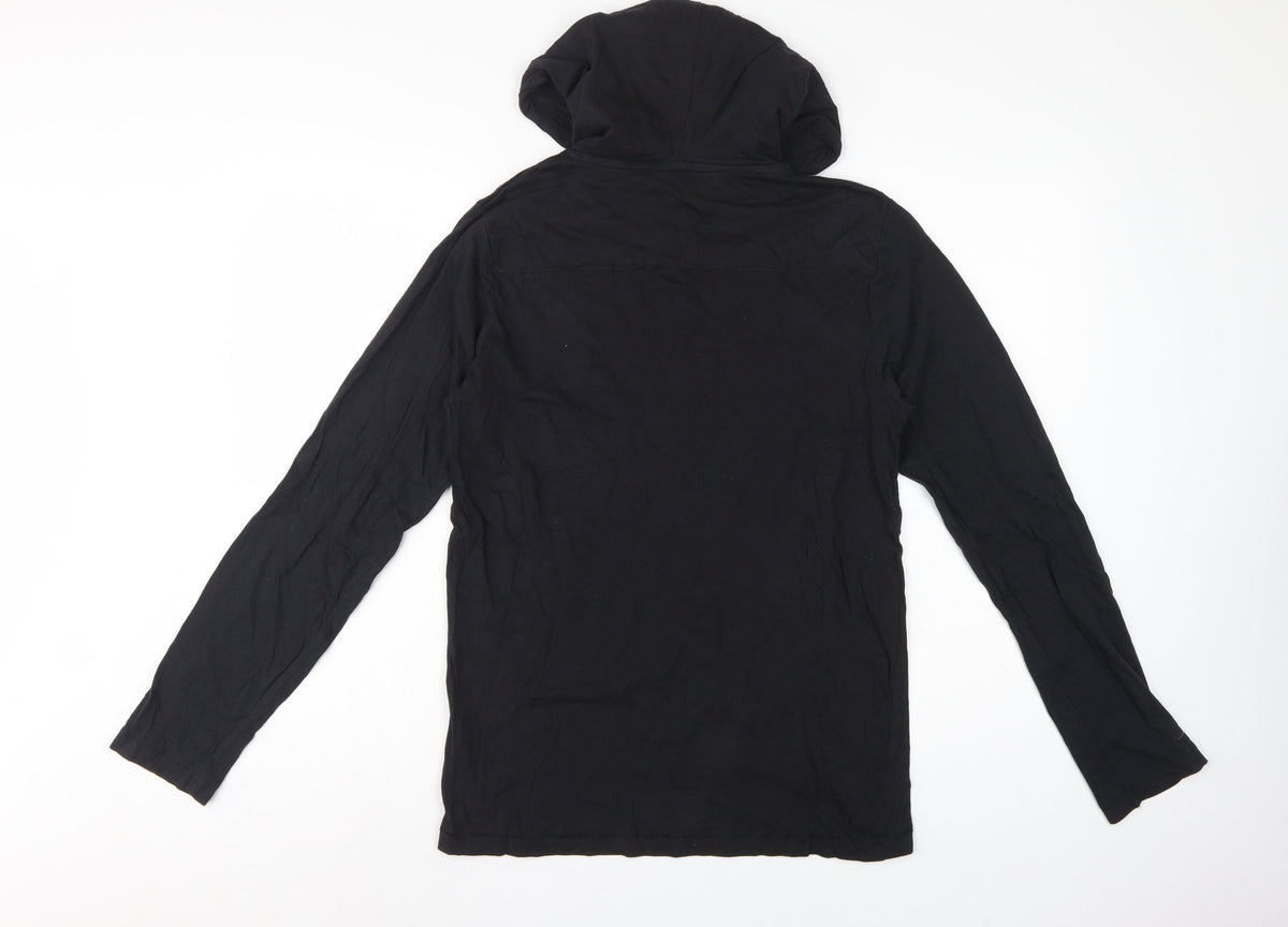 FCUK Men’s Black M Pullover Hoodie Logo Cotton Pocket