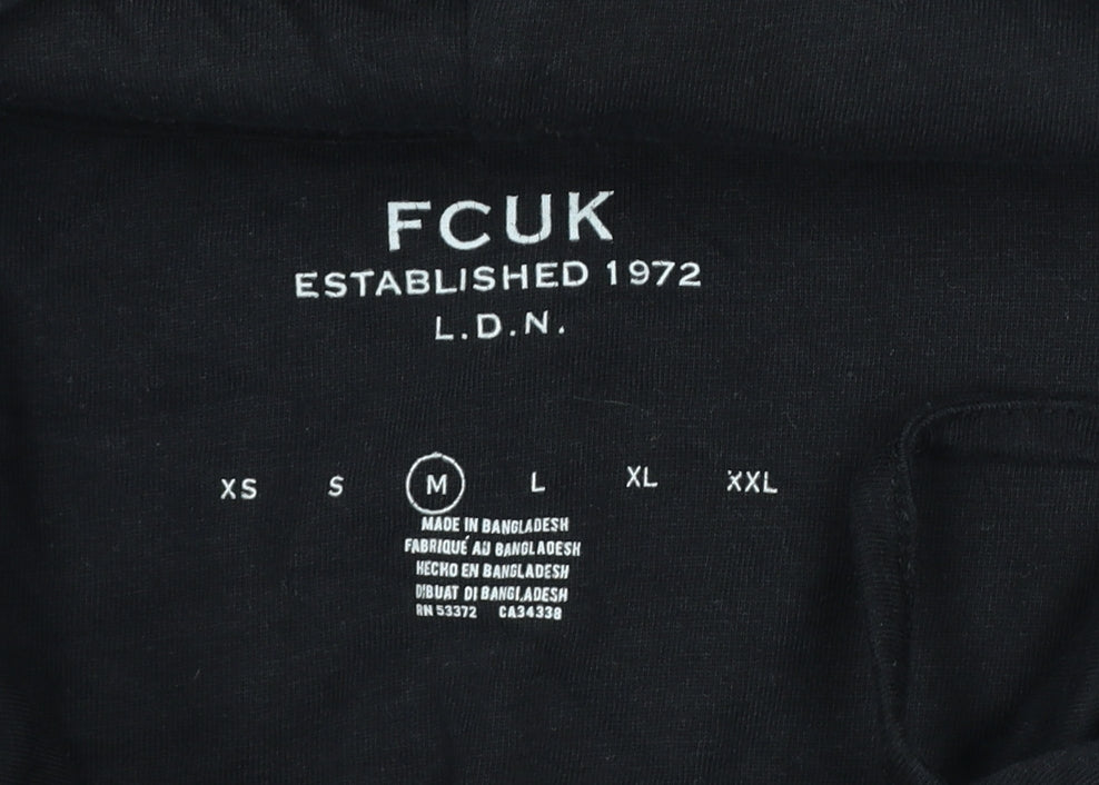 FCUK Men’s Black M Pullover Hoodie Logo Cotton Pocket