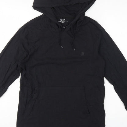 FCUK Men’s Black M Pullover Hoodie Logo Cotton Pocket