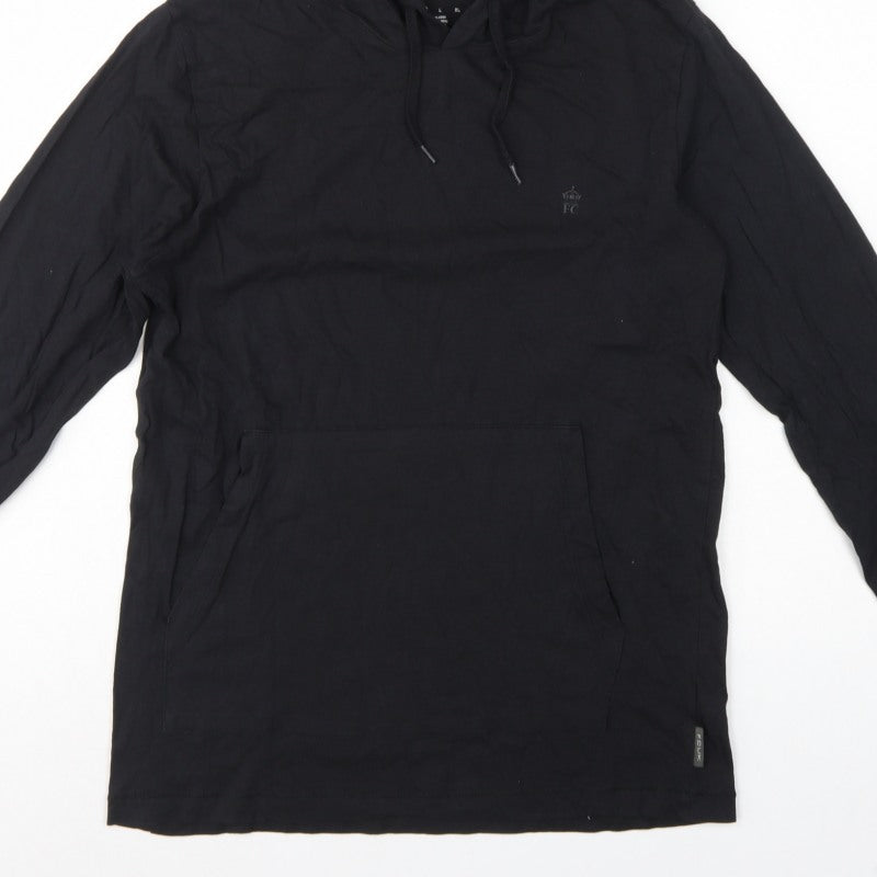 FCUK Men’s Black M Pullover Hoodie Logo Cotton Pocket