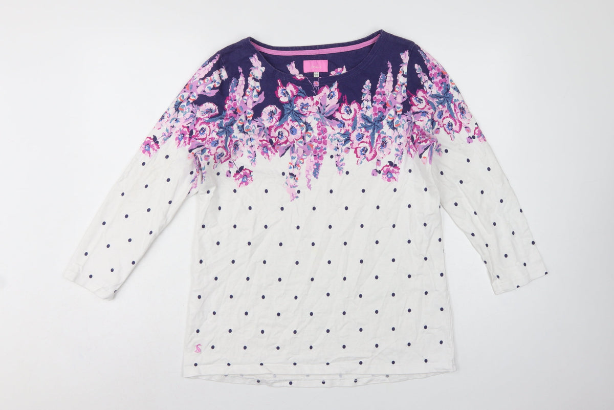 Joules Women’s Multicoloured UK 16 Floral Polka Dot Jersey Long Sleeve Top