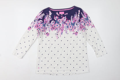 Joules Women’s Multicoloured UK 16 Floral Polka Dot Jersey Long Sleeve Top