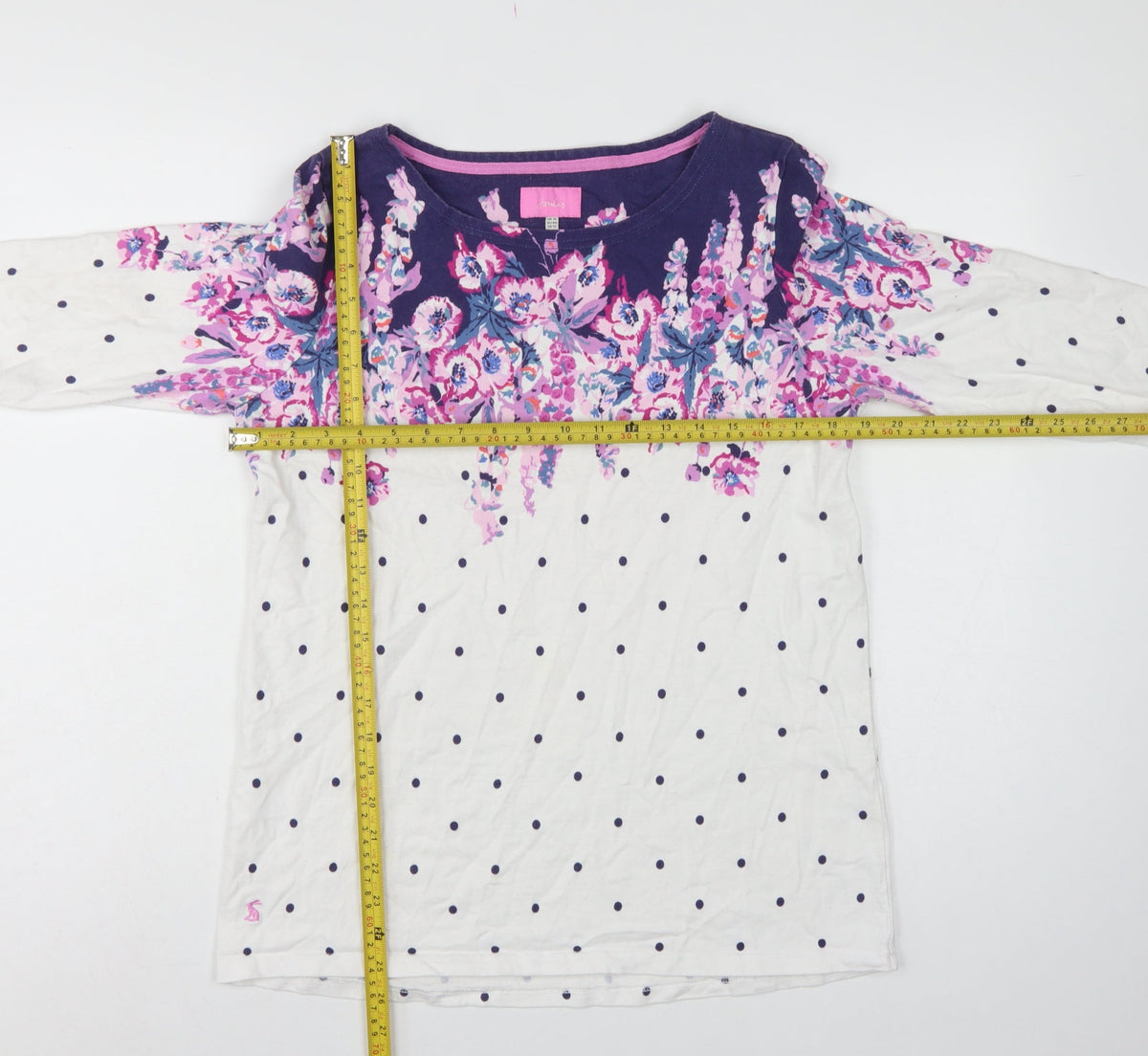 Joules Women’s Multicoloured UK 16 Floral Polka Dot Jersey Long Sleeve Top