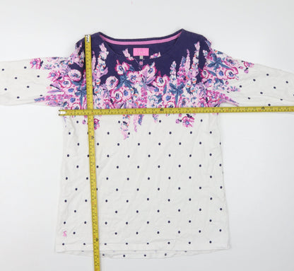 Joules Women’s Multicoloured UK 16 Floral Polka Dot Jersey Long Sleeve Top