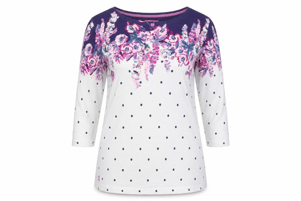 Joules Women’s Multicoloured UK 16 Floral Polka Dot Jersey Long Sleeve Top