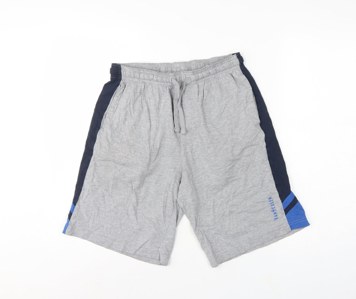 Van Heusen Men’s Grey M Sweat Shorts Drawstring Athletic Sports