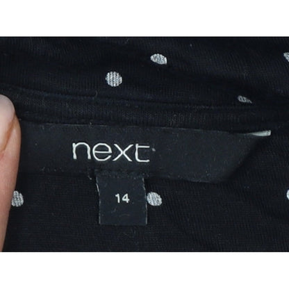 Next Women's Black Polka Dot Ruffle Button-Up Blouse UK 14 Long Sleeve