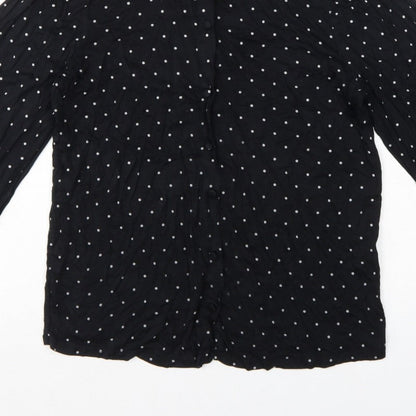 Next Women's Black Polka Dot Ruffle Button-Up Blouse UK 14 Long Sleeve
