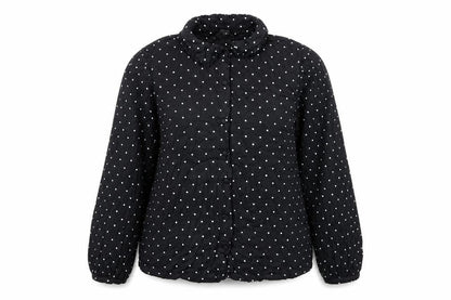 Next Women's Black Polka Dot Ruffle Button-Up Blouse UK 14 Long Sleeve