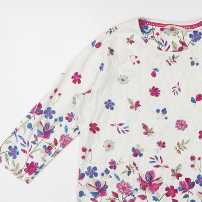 Country Rose Women’s Ivory Floral Cotton M 3/4 Sleeve Blouse