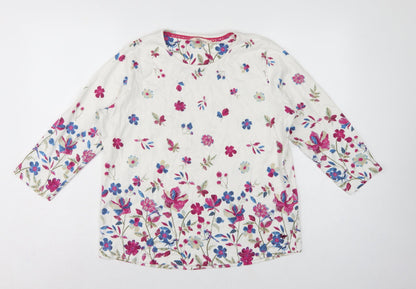 Country Rose Women’s Ivory Floral Cotton M 3/4 Sleeve Blouse