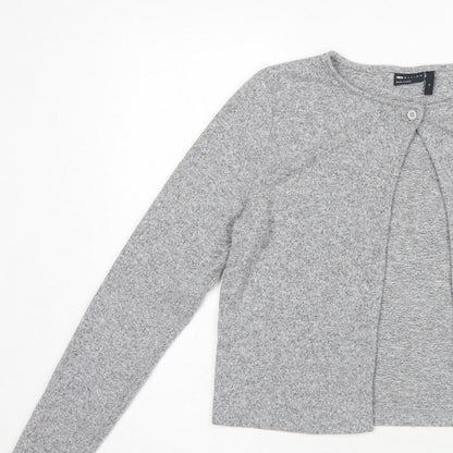 ASOS Design Women Grey UK 10 Basic Knit Button-Up Cardigan