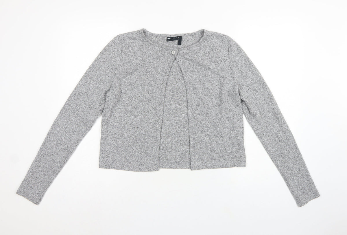 ASOS Design Women Grey UK 10 Basic Knit Button-Up Cardigan