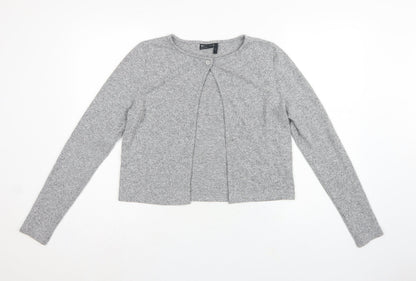 ASOS Design Women Grey UK 10 Basic Knit Button-Up Cardigan